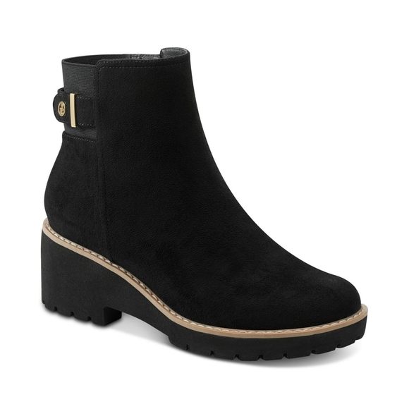 Giani Bernini Womens Vedaa Memory Foam Wedge Booties Black Micro 9.5 Medium (B,) - Picture 1 of 1